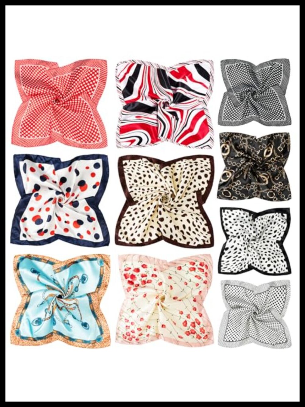 10 PCS Satin Silk Like Square Scarf Set 20x20 Hair Neck Head Scarf Women